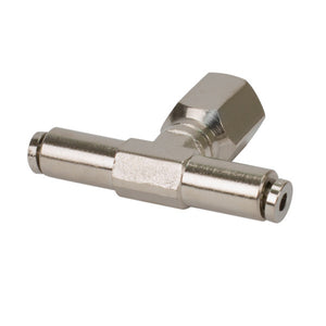 3/8in NPT(F) 1/4in to 1/4in Swivel T-Fitting (2 pcs) DOT Approved